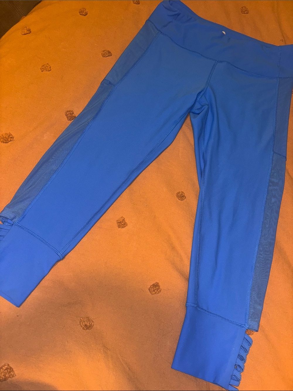 90 Degree By Reflex Royal Blue Girls Capri Leggings with Side Mesh